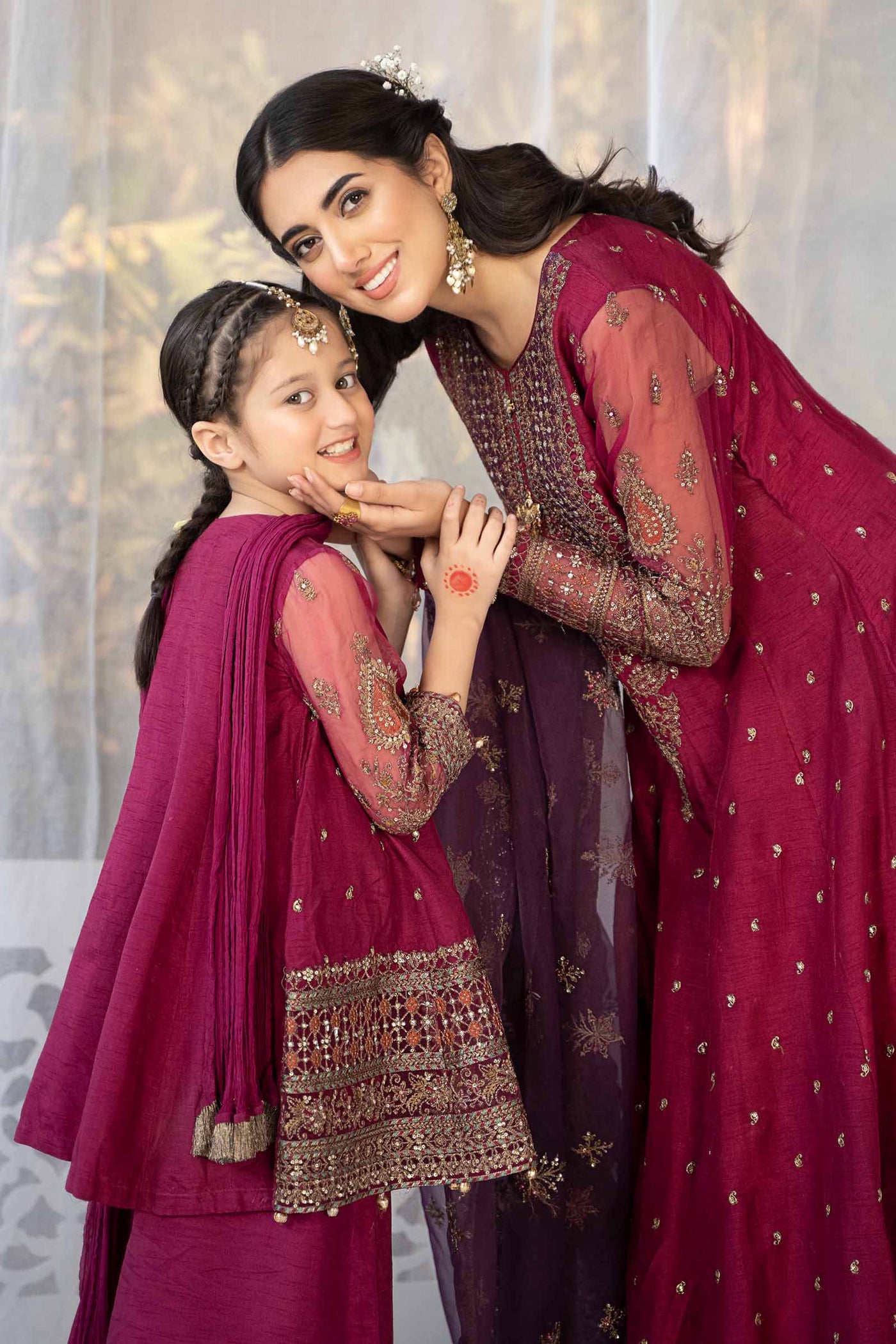 3 Piece Embroidered Raw Silk Suit | SF-EF24-06