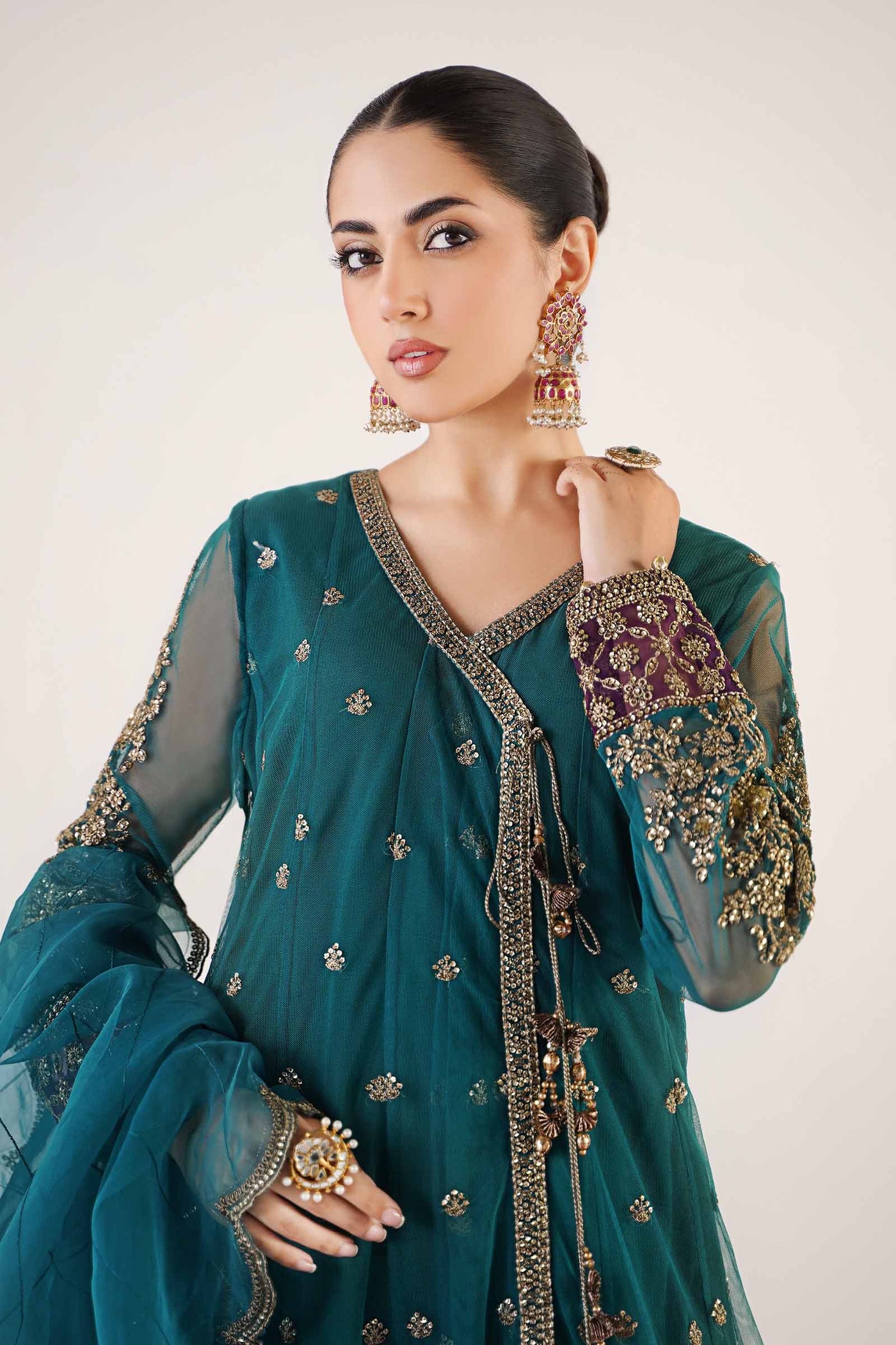 3 Piece Embroidered Net Suit | SF-EA24-03